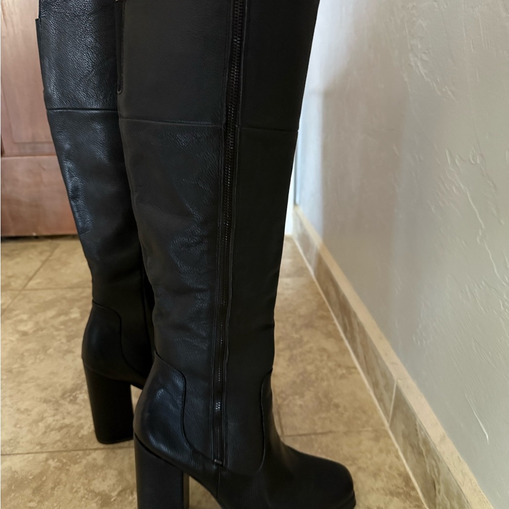 Circus by Sam Edelman Black Platform Knee High Boots Block Heel Size 8.5 - Picture 4 of 8